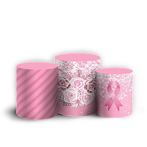 Capas Trio Cilindro Sublimado Veste Fácil - Outubro Rosa