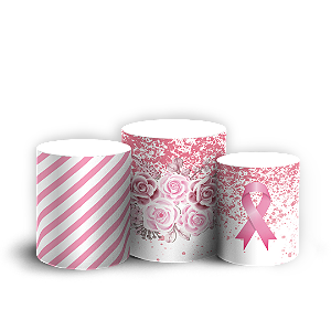 Capas Trio Cilindro Sublimado Veste Fácil - Outubro Rosa