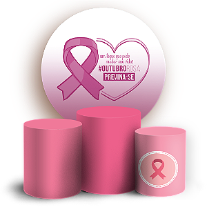 Capas Painel Redondo e Trio Cilindro Sublimado - Outubro Rosa