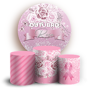 Capas Painel Redondo e Trio Cilindro Sublimado - Outubro Rosa