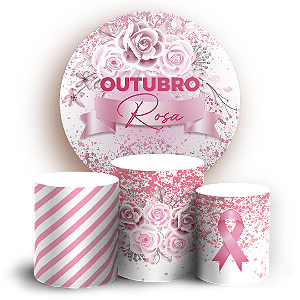 Capas Painel Redondo e Trio Cilindro Sublimado - Outubro Rosa