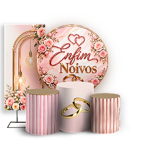 Capas Painel Redondo Trio Cilindro e Faixa Lateral Sublimado - Enfim Noivos