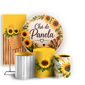Capas Painel Redondo Trio Cilindro e Faixa Lateral Sublimado - Chá de Panela