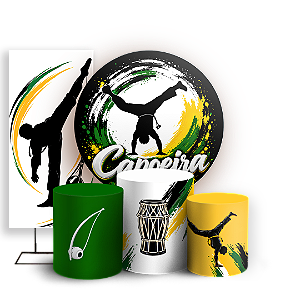 Capas Painel Redondo Trio Cilindro e Faixa Lateral Sublimado - Capoeira