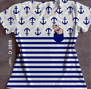 T shirt Feminina Baby Look Popeye