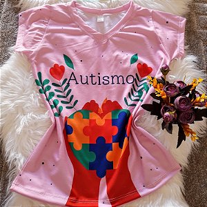 T-Shirt no Atacado Autismo Fundo Rosa