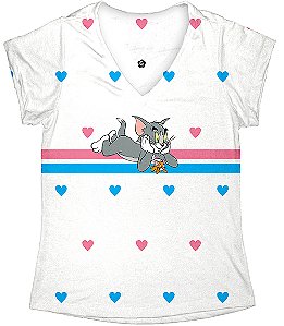 T shirt Feminina no Atacado Tom e Jerry Corações