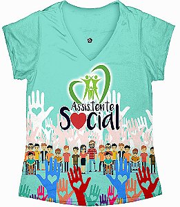 T shirt Feminina no Atacado Assistente Social Mãos