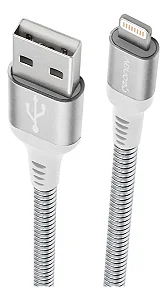 Cabo USB Para Lightning 1M Aço Cromado - Geonav
