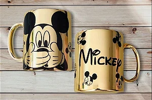 Caneca Espelhada Dourada Mickey