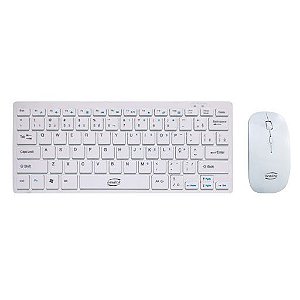 Combo Teclado E Mouse Sem Fio Ultra Slim Ck104 Newlink Branco