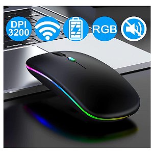 Mouse sem fio Modelo XD -611  Recarregável Wireless Bluetooth Optico Led Rgb Colorido Ergonômico Usb 2.4 Ghz Notebook Computador Pc Desktop Linha Premium