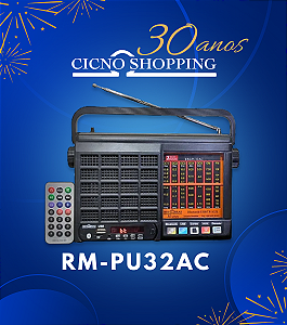 RM-PU32AC-Rádio Portátil 7 Faixas com entrada USB e SD card (Memory card)