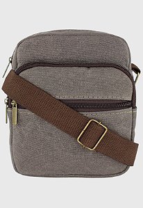 Shoulder Bag Bolsa Transversal Lona Cinza A009