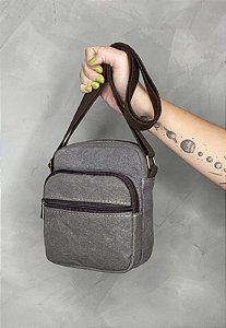 Shoulder Bag Bolsa Transversal Lona Cinza A009