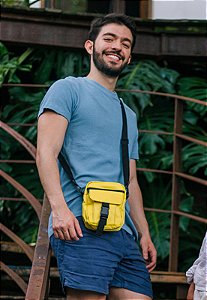 Shoulder Bag Bolsa Transversal Pequena de Nylon Amarela LE07