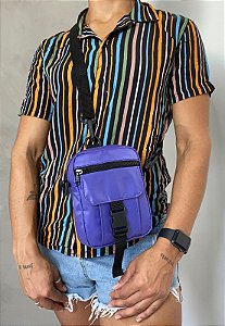 Shoulder Bag Bolsa Transversal Pequena de Nylon Roxa LE07