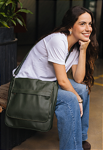 Bolsa Pasta Transversal Masculina Feminina Verde L045