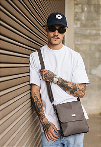 Bolsa Transversal Feminina Masculina Cinza L012
