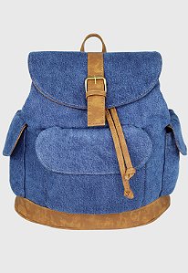 Bolsa Mochila Jeans Feminina Tamanho Médio Azul Manchado A019