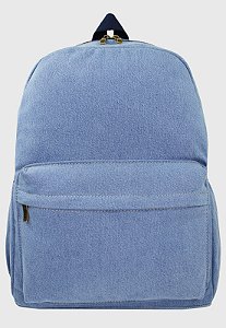 Mochila Escolar Jeans Tamanho Grande Comporta Notebook Cor Azul Delavê A010