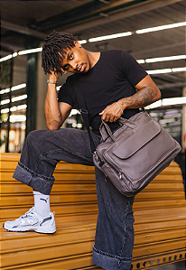 Bolsa de Mão Pasta Transversal Executiva para Notebook Cinza A013