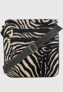 Bolsa Lenna's Transversal Com Estampa Animal Print Zebra Bege L037