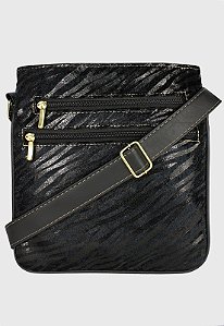 Bolsa Lenna's Transversal Com Estampa Animal Print Zebra Preta L037