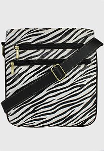 Bolsa Lenna's Transversal Com Estampa Animal Print Zebra Branca L037