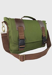 Bolsa Pasta Lenna's Carteiro Transversal de Lona Verde LE09