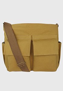 Bolsa Tote Bag Tiracolo de Lona Tamanho Grande Caqui A023