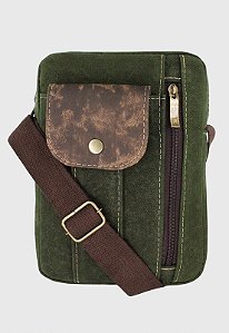 Shoulder Bag Bolsa Transversal Lona Verde A022