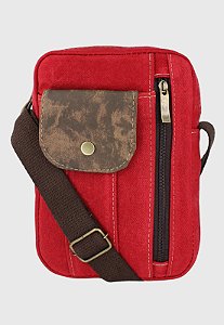 Shoulder Bag Bolsa Transversal Lona Vermelha A022
