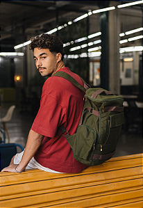 Lenna's Mochila de Lona Grande Masculina Feminina Comporta Notebook Casual e Viagens Verde LE13