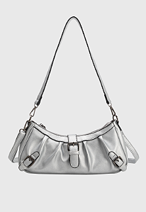Bolsa Cargo Feminina Transversal e de Ombro com Fivelas Prata B079