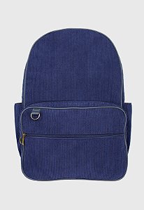 Lenna's Mochila Unissex Grande de Veludo Cotelê Comporta Notebook Azul A026