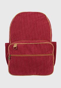 Lenna's Mochila Unissex Grande de Veludo Cotelê Comporta Notebook Bordô A026