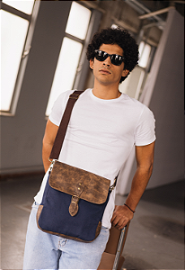 Lenna's Bolsa Transversal de Lona Com Estilo Retrô Vintage Azul LE15