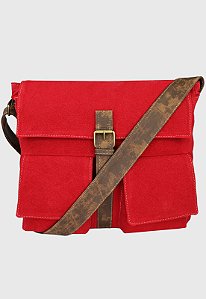 Bolsa Pasta Carteiro Transversal de Lona Vermelha A007