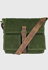 Bolsa Pasta Carteiro Transversal de Lona Verde A007