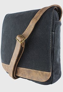 Bolsa Transversal de Lona Feminina Masculina Preta A008