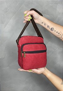 Shoulder Bag Bolsa Transversal Lona Vermelha A009