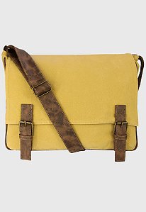 Pasta Carteiro Vintage Transversal Lona Amarela A011