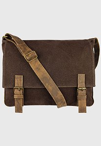 Pasta Carteiro Vintage Transversal Lona Marrom A011