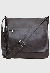 Bolsa Pasta Transversal Masculina Feminina Marrom L045