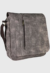 Bolsa Transversal Tiracolo Material Sintético Cinza L096