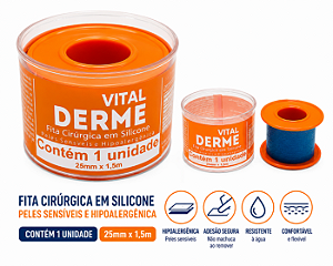 Fita Cirúrgica De Silicone Adesiva Rolo 2,5cm x 1,5 metro (Cicatriz ) - Vital Derme