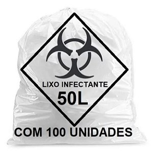 Saco De Lixo Infectante Hospitalar 50 Litros Pct C/100 Unid. - Zibag