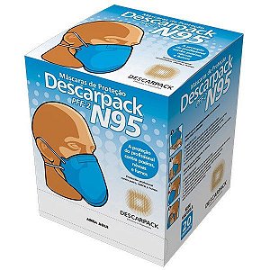Máscara PFF2/N95 Descarpack Azul Cx C/20  - Descarpack