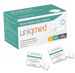 Álcool em Sachê 70% Swab CX C/100 Unidades - Uniqmed